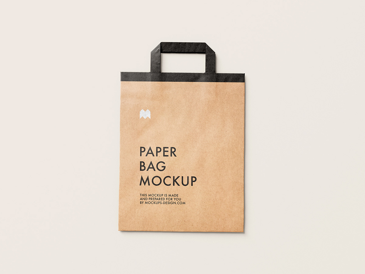 Free Flattened Paper Bag Mockup