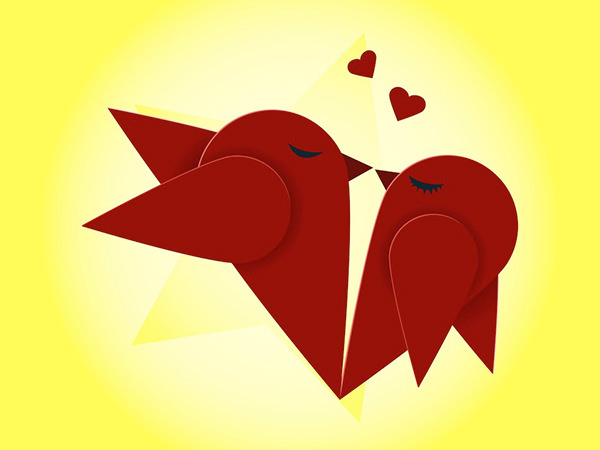 FreeVector-Kissing-Birds-grreting-card