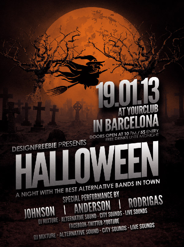 FREE 13+ PSD Halloween Party Flyer Designs in Vector EPS | AI