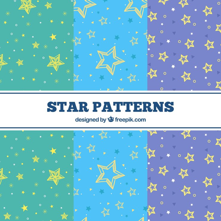 Pack of Three Blue Star Patterns