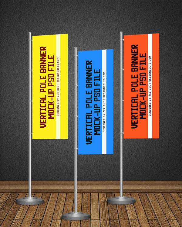 Street Billboard Pole Banner Mockup PSD