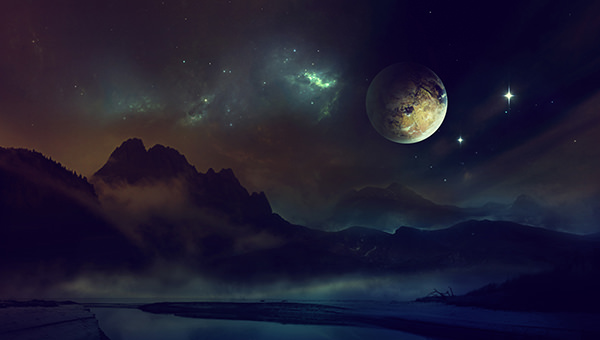 space_planet_light_night_sky