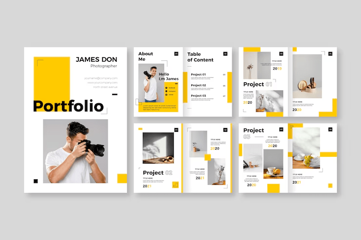 Flat Design Colored Portfolio Template