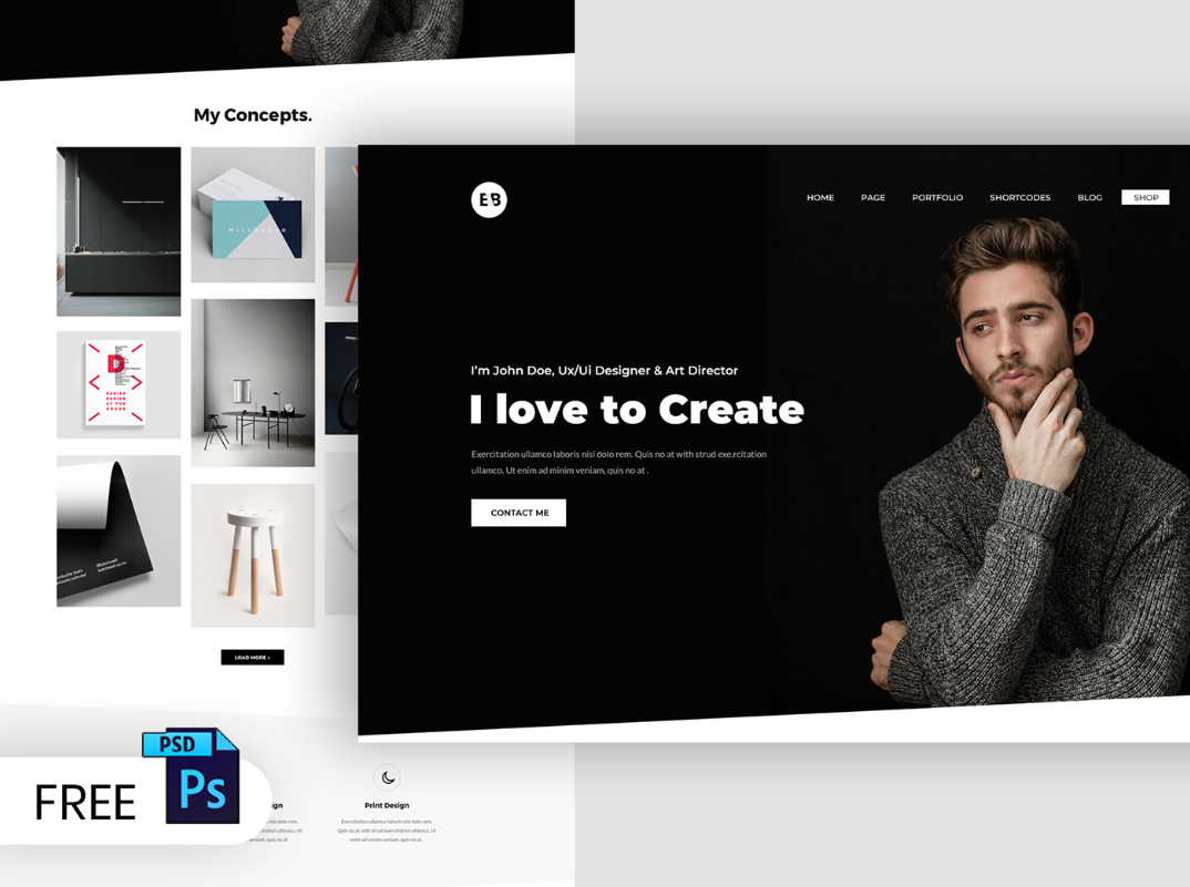 Free Portfolio Web Design PSD Template