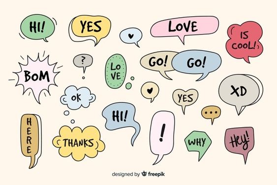 Hand drawn speech bubbles with Different Expressions