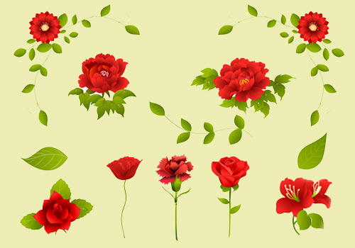 Red-Rose_-Carnation_-and-Flower-Brush-Pack
