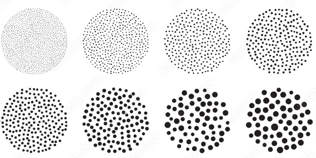 Set of brush stipple Dot pattern for design