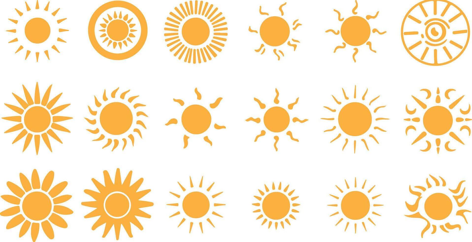 Set of yellow sun icon Brushes for Photoshop