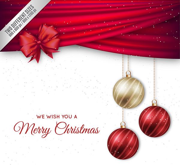 christmas background with elegant baubles