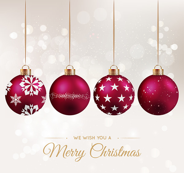 red baubles christmas background free vector