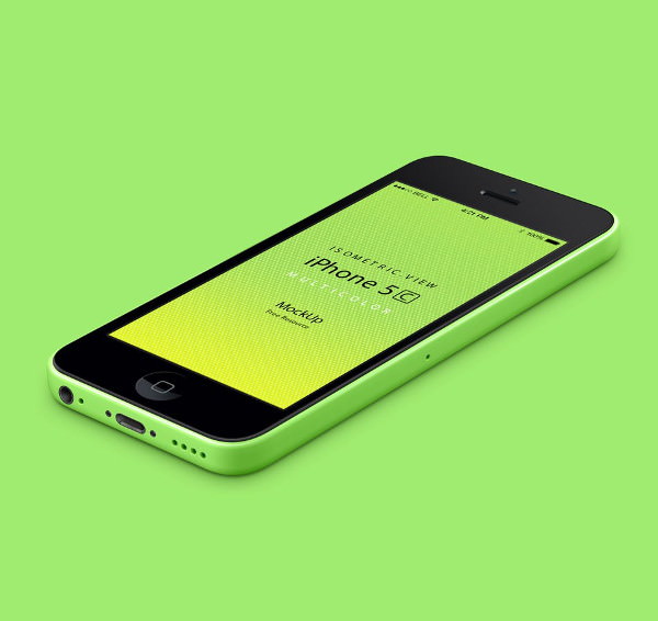 3D View iPhone 5C Psd Vector Mockup