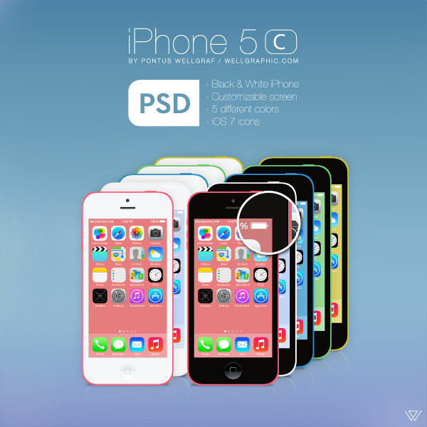 Apple iPhone 5c Presentation Mockup PSD