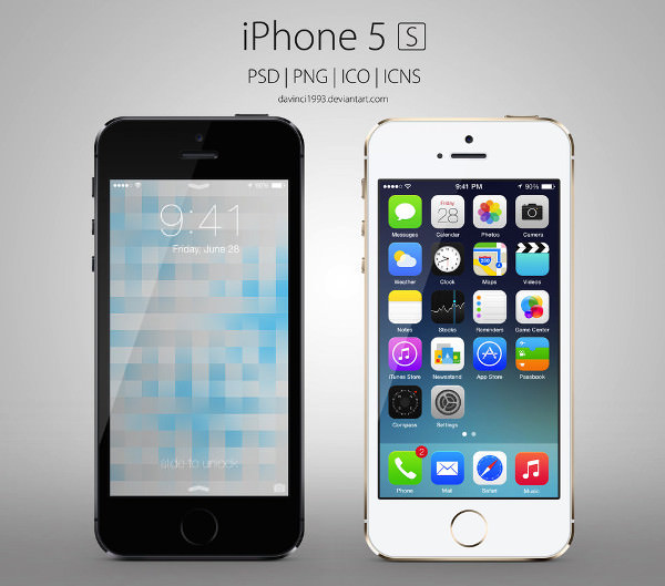 Apple iPhone 5s PSD Mockup with Customizable Layers