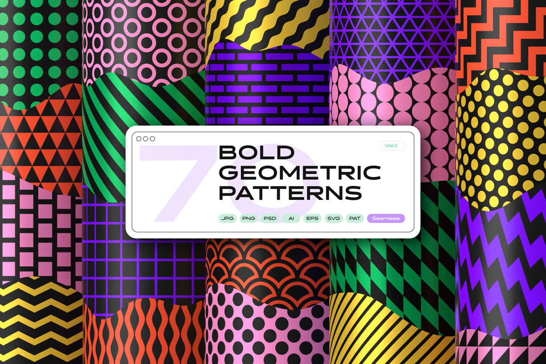 Bold Geometric Seamless Patterns Collection