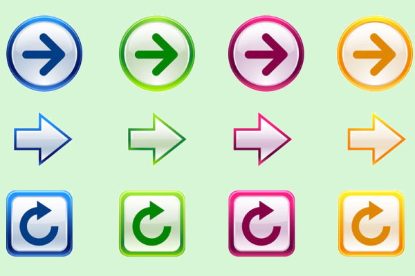 Fine Glossy Rounded Arrow Icons