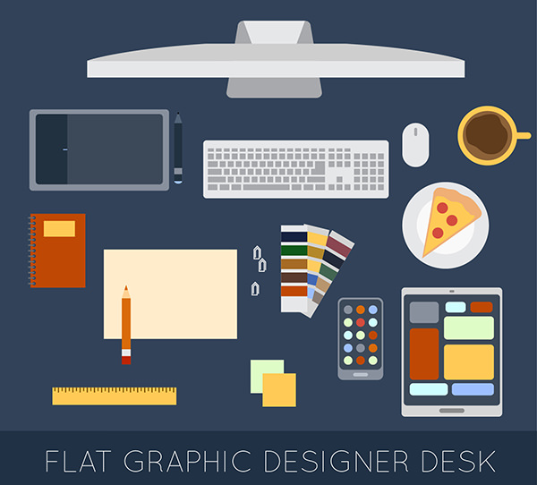 Flat-Graphic-Designer-Desk-Elements