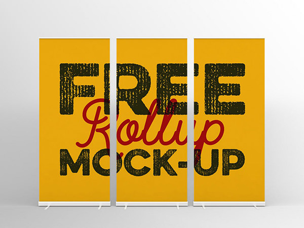 Free Realistic Rollup Banner Stand Mockup