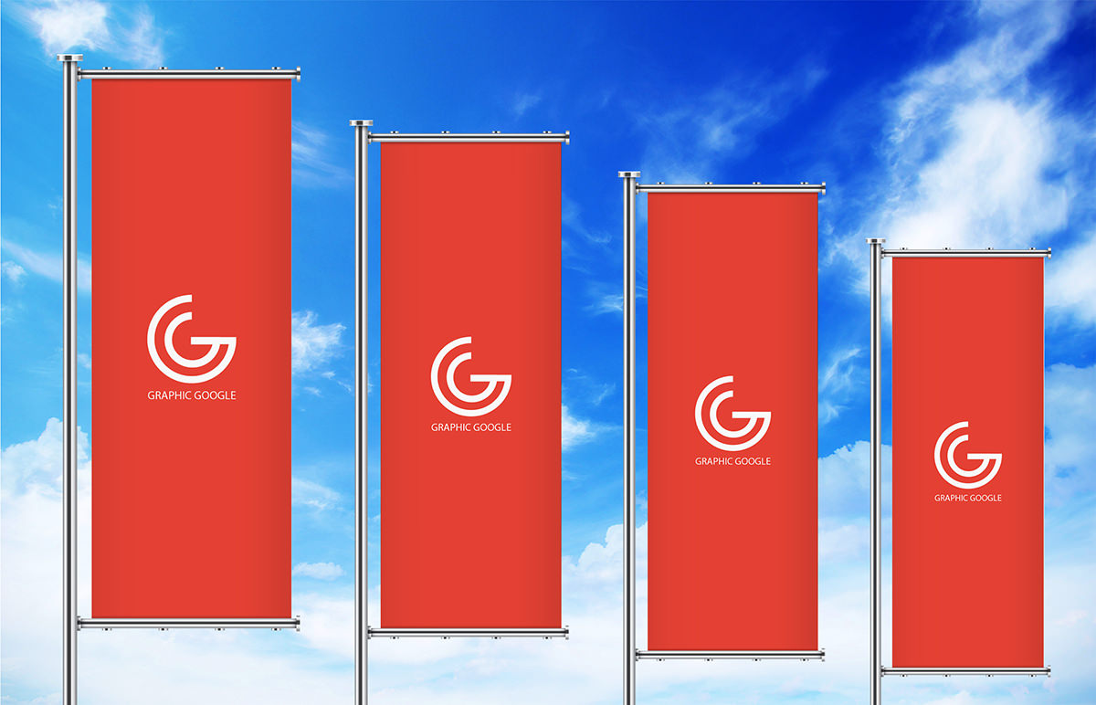 Free Streamer vertical Banner Mockup