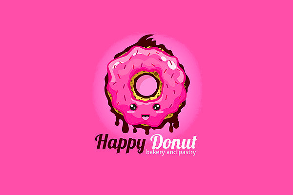 Happy Donut Logo for Bakery an Pastry