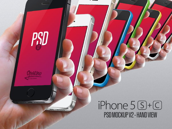 In Hand iPhone 5s and 5c Mockups