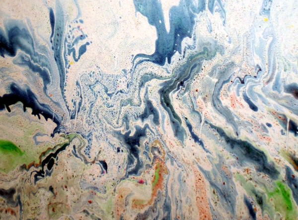 Splattered Oil Paint on Marbled Paper