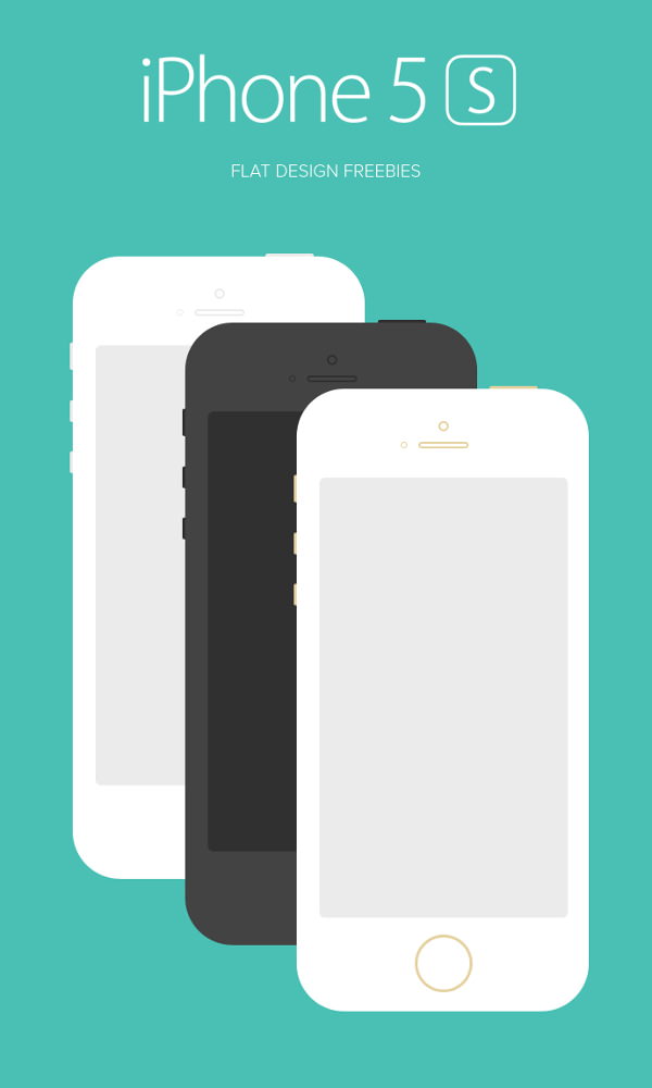 iPhone 5s Flat Design Mockup PSD