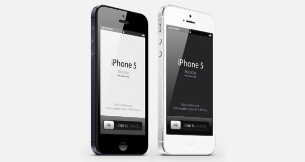 3-4 View iPhone 5 Psd Vector Mockup 