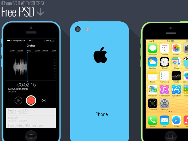 iphone 5c Flat Design Mockup