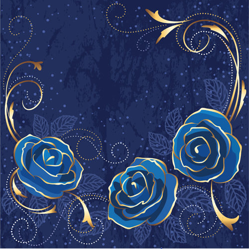 Beautiful Blue Rose Free Vector Vintage Background