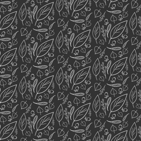 Black Hand Drawn Leaf Pattern