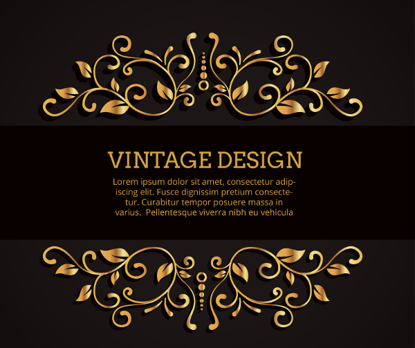 Black Vintage Background with Golden Ornaments