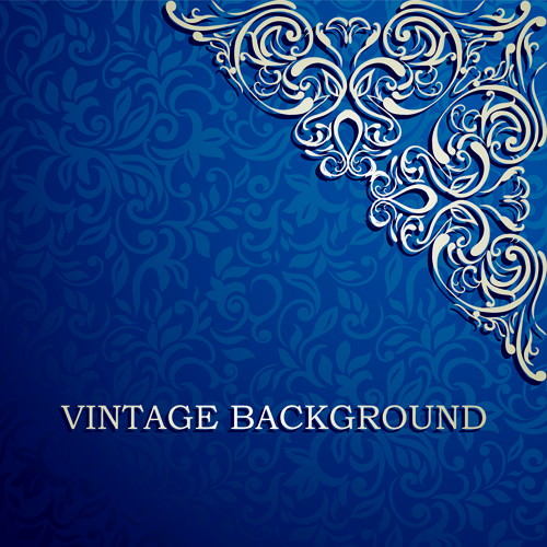 Blue Floral Ornament Vintage Background