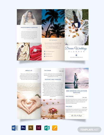 fall wedding planner tri fold half fold brochure template