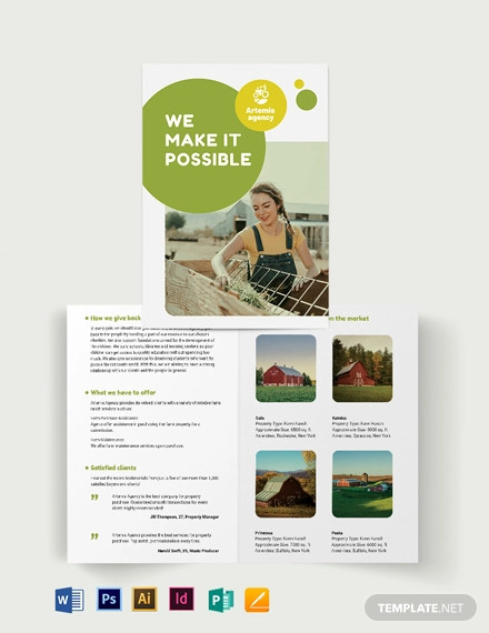 farm ranch sale bi fold brochure template