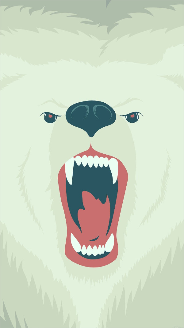 Fierce Polar Bear Winter iPhone 6 Background