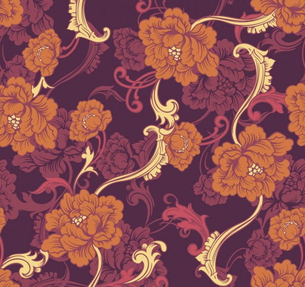 Floral Ornaments Background in Retro Style