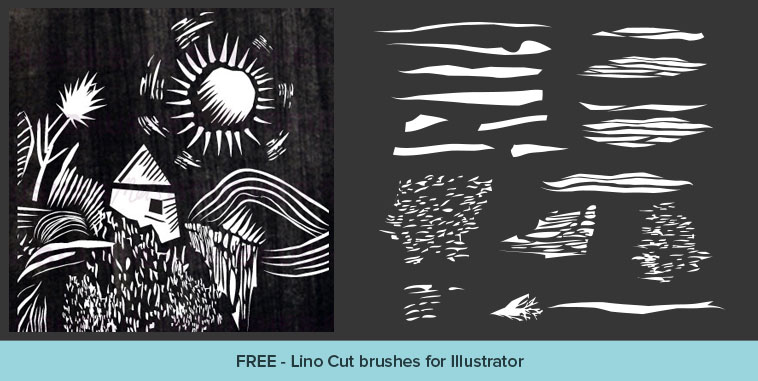 Free Lino Cut brushes for Illustrator