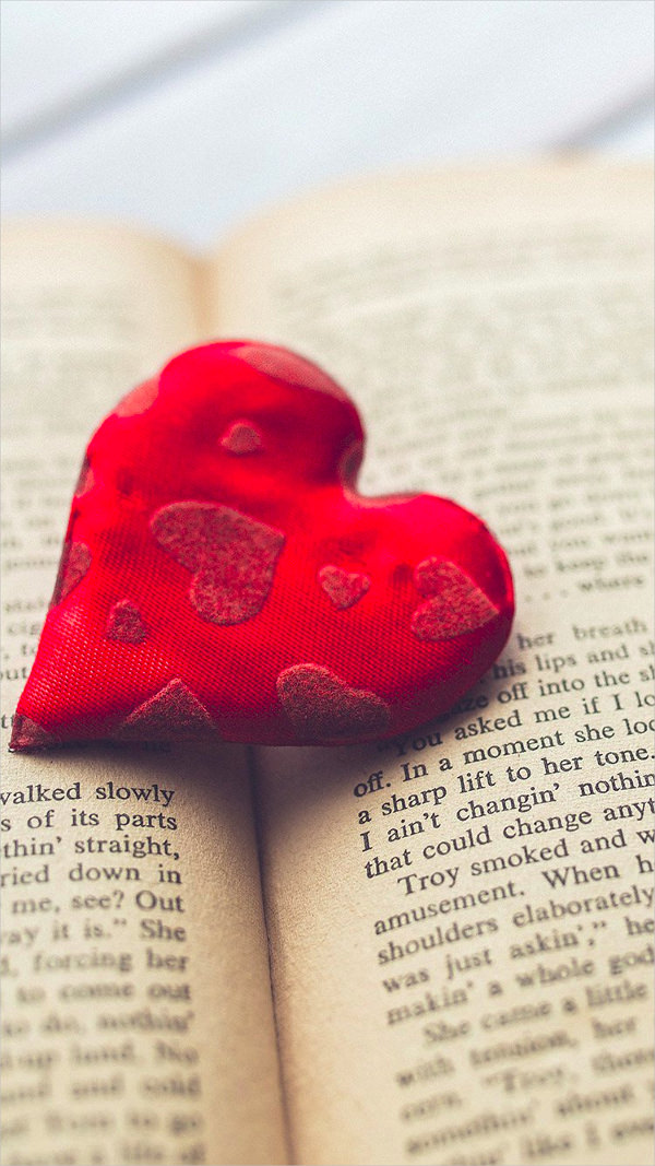 Free Love Heart on a Book iPhone Background