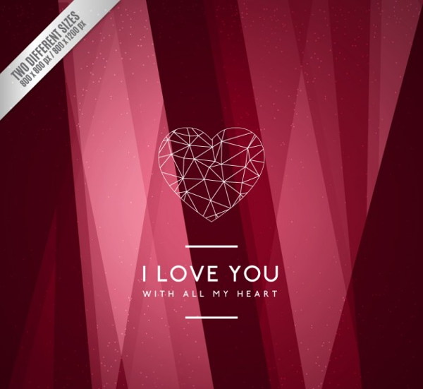 Geometric Hearts Valentine Background