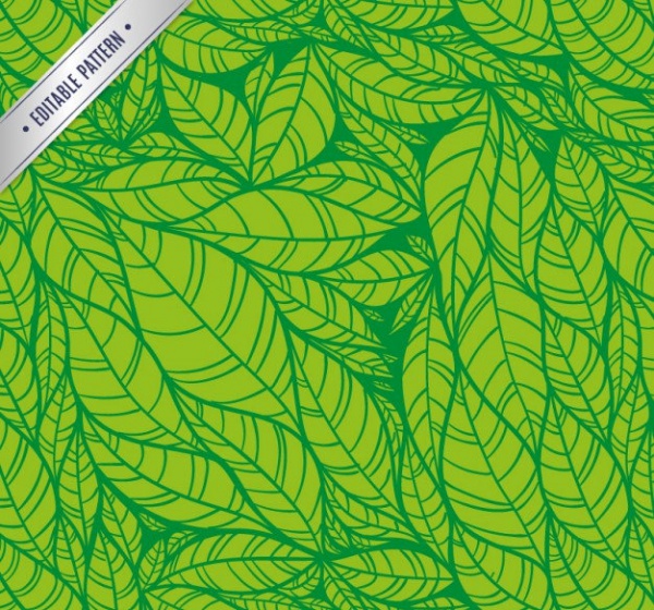 Green Leaves Hand Drawn Pattern