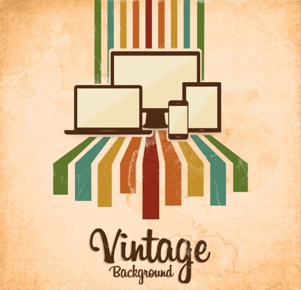 Grunge Style Vintage Background with Gadgets