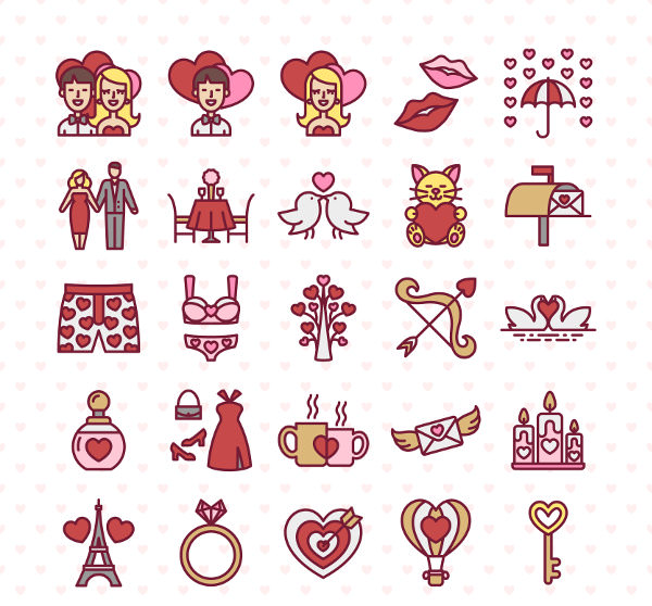 Hand Drawn Free Valentine Icons Pack