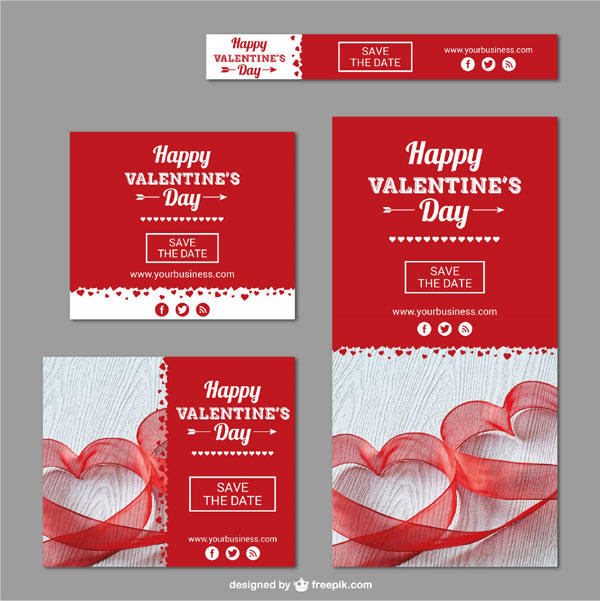 Happy Valentine’s Day Banners Vector Pack