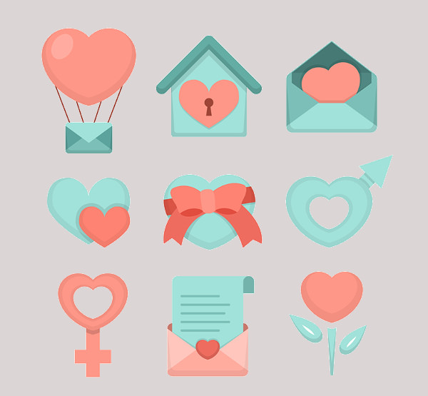 Heart Icons Set for Valentine Day