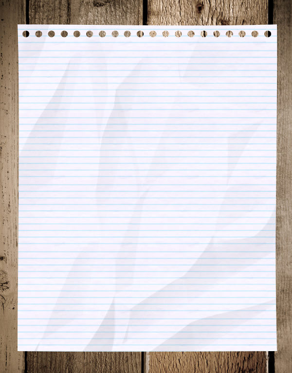 High Res Lined Notebook Paper Texture with Wooden Background