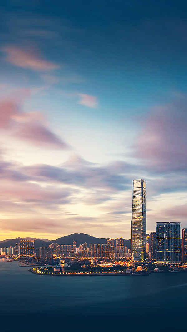 Hong Kong Sunset City Bay iPhone 5 Background