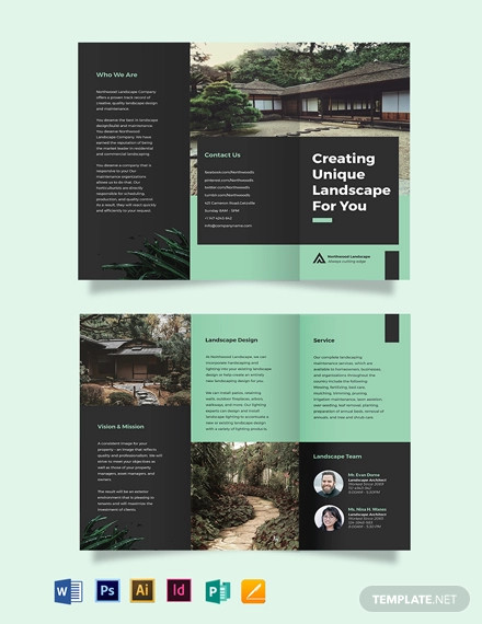 landscape company tri fold brochure template