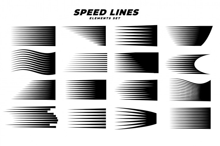 Manga comic motion speed lines Pattern set