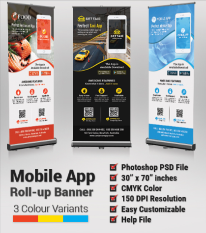 Mobile App Roll-Up Banner Template