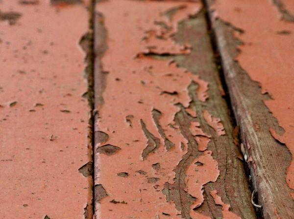 Peeling Red Paint Texture on Old Table